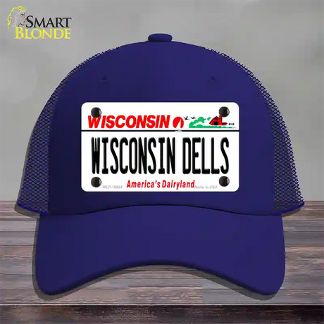 Wisconsin Dells Wisconsin Novelty License Plate Hat Mesh / Royal Blue