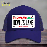 Devils Lake Wisconsin Novelty License Plate Hat Mesh / Royal Blue