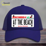 At The Beach Wisconsin Novelty License Plate Hat Mesh / Royal Blue