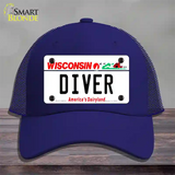 Diver Wisconsin Novelty License Plate Hat Mesh / Royal Blue