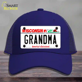 Grandma Wisconsin Novelty License Plate Hat Mesh / Royal Blue