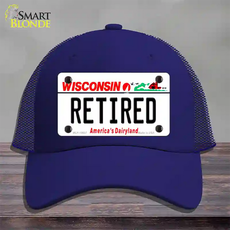 Retired Wisconsin Novelty License Plate Hat Mesh / Royal Blue