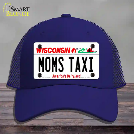 Moms Taxi Wisconsin Novelty License Plate Hat Mesh / Royal Blue