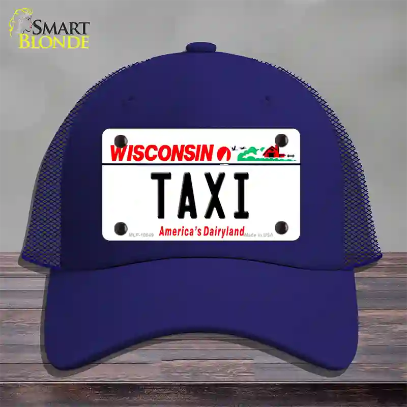 Taxi Wisconsin Novelty License Plate Hat Mesh / Royal Blue