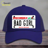 Bad Girl Wisconsin Novelty License Plate Hat Mesh / Royal Blue