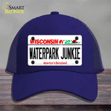 Waterpark Junkie Wisconsin Novelty License Plate Hat Mesh / Royal Blue