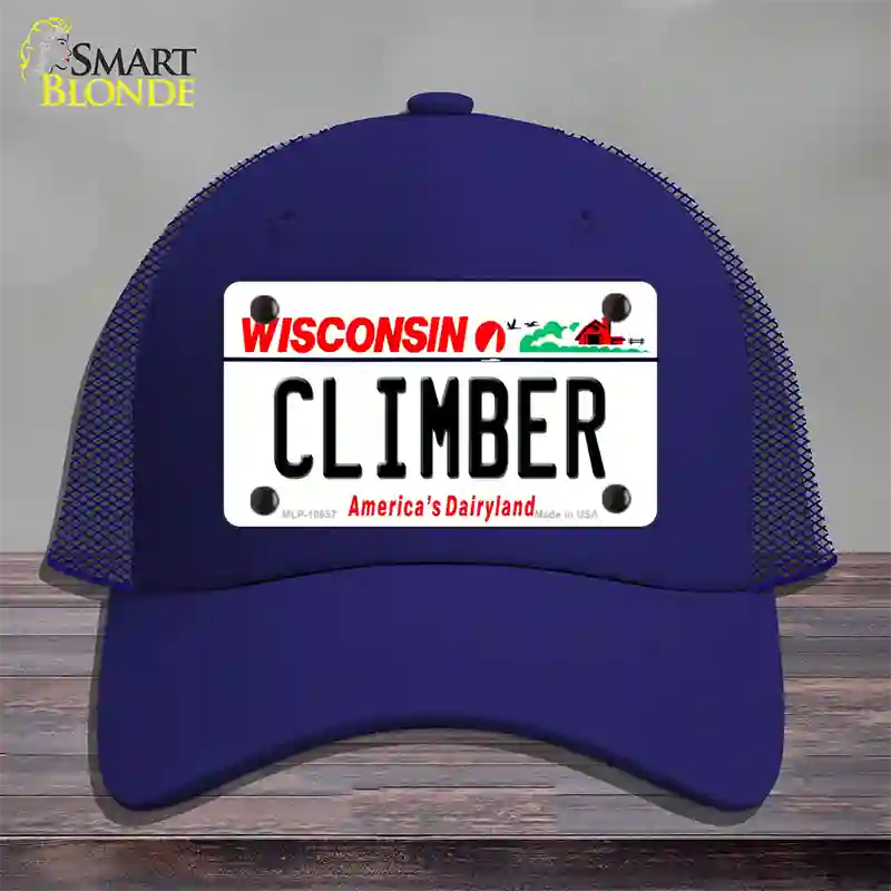 Climber Wisconsin Novelty License Plate Hat Mesh / Royal Blue