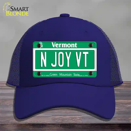 N Joy VT Vermont Novelty License Plate Hat Mesh / Royal Blue