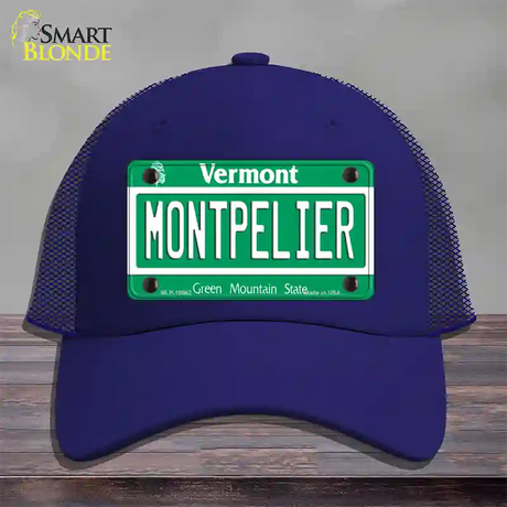 Montpelier Vermont Novelty License Plate Hat Mesh / Royal Blue