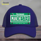 Manchester Vermont Novelty License Plate Hat Mesh / Royal Blue