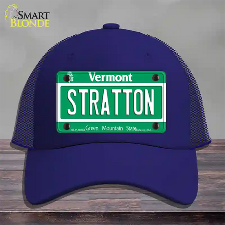 Stratton Vermont Novelty License Plate Hat Mesh / Royal Blue