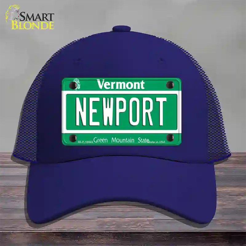 Newport Vermont Novelty License Plate Hat Mesh / Royal Blue