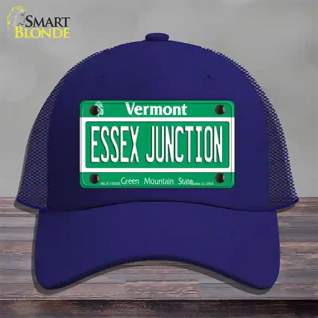 Essex Junction Vermont Novelty License Plate Hat Mesh / Royal Blue