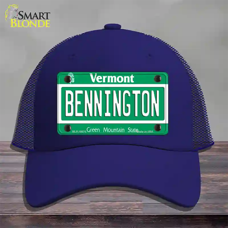 Bennington Vermont Novelty License Plate Hat Mesh / Royal Blue