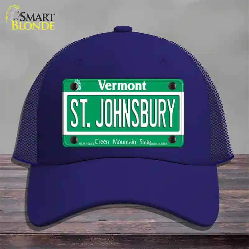 St Johnsbury Vermont Novelty License Plate Hat Mesh / Royal Blue