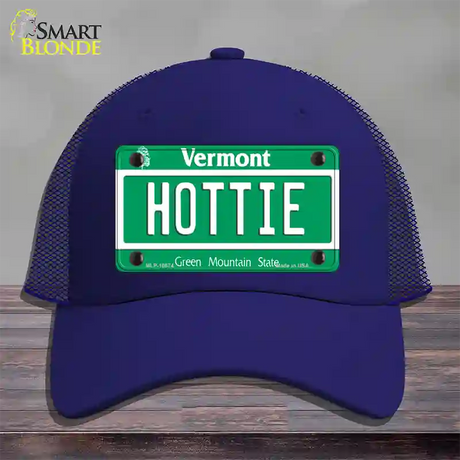 Hottie Vermont Novelty License Plate Hat Mesh / Royal Blue