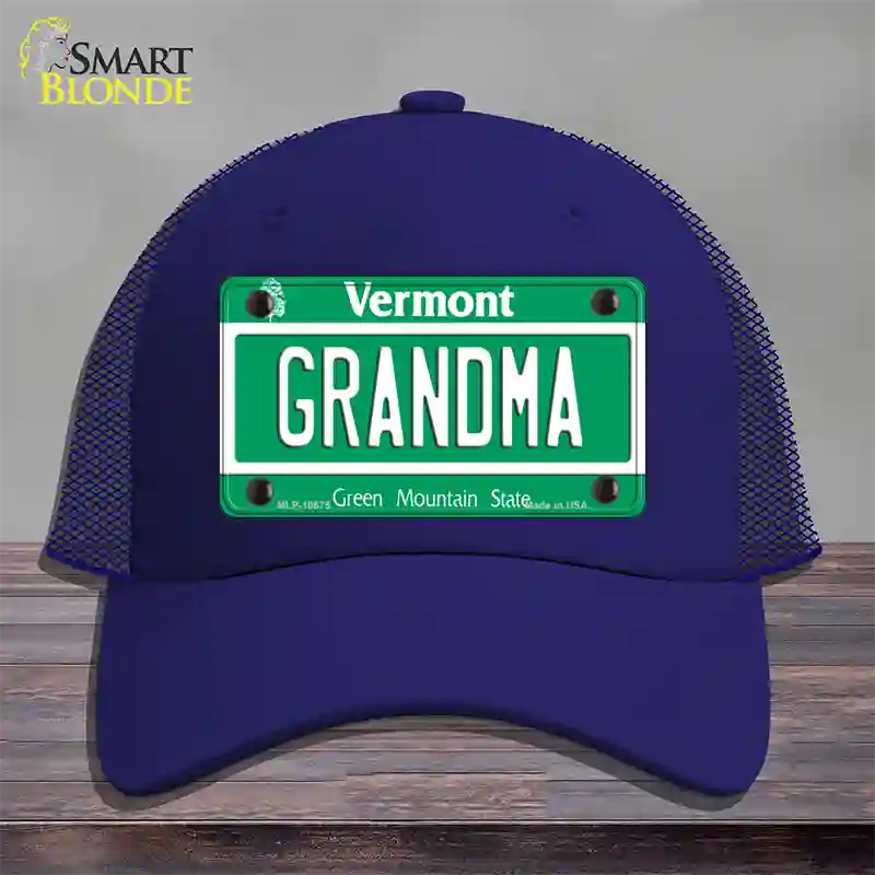 Grandma Vermont Novelty License Plate Hat Mesh / Royal Blue