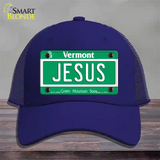 Jesus Vermont Novelty License Plate Hat Mesh / Royal Blue