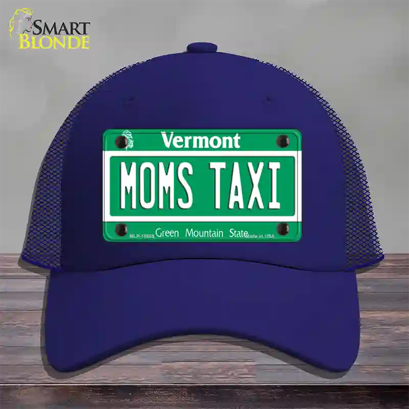 Moms Taxi Vermont Novelty License Plate Hat Mesh / Royal Blue