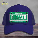 Blessed Vermont Novelty License Plate Hat Mesh / Royal Blue