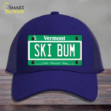 Ski Bum Vermont Novelty License Plate Hat Mesh / Royal Blue