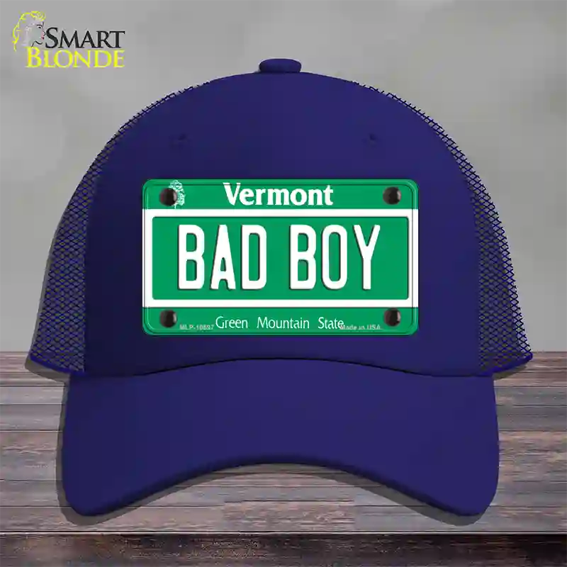 Bad Boy Vermont Novelty License Plate Hat Mesh / Royal Blue