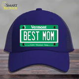 Best Mom Vermont Novelty License Plate Hat Mesh / Royal Blue