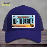 North Dakota Legendary Novelty License Plate Hat Mesh / Royal Blue