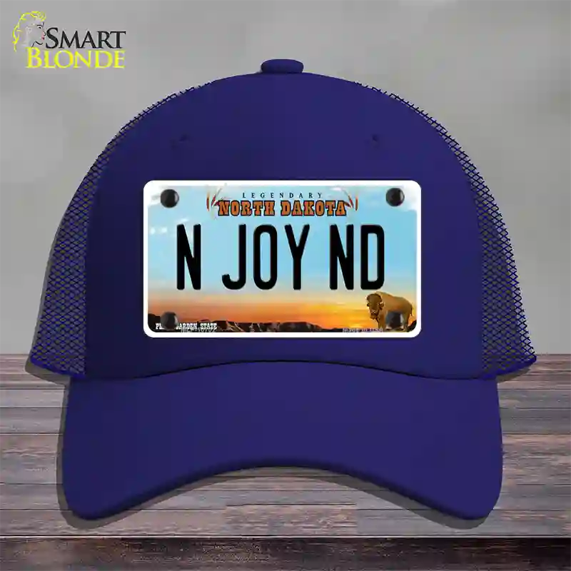 N Joy ND North Dakota Novelty License Plate Hat Mesh / Royal Blue