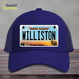 Williston North Dakota Novelty License Plate Hat Mesh / Royal Blue