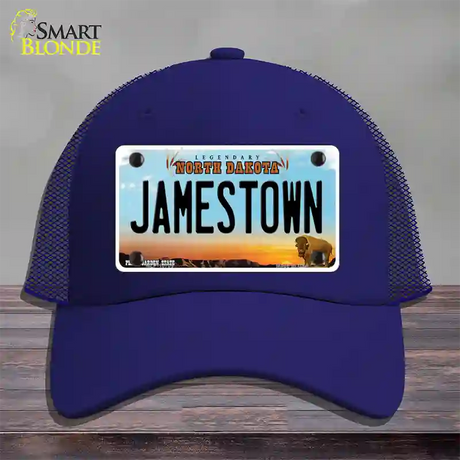 Jamestown North Dakota Novelty License Plate Hat Mesh / Royal Blue