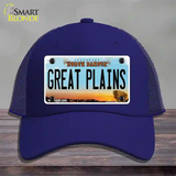 Great Plains North Dakota Novelty License Plate Hat Mesh / Royal Blue