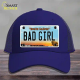 Bad Girl North Dakota Novelty License Plate Hat Mesh / Royal Blue