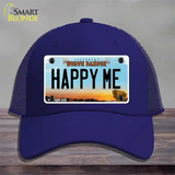 Happy Me North Dakota Novelty License Plate Hat Mesh / Royal Blue