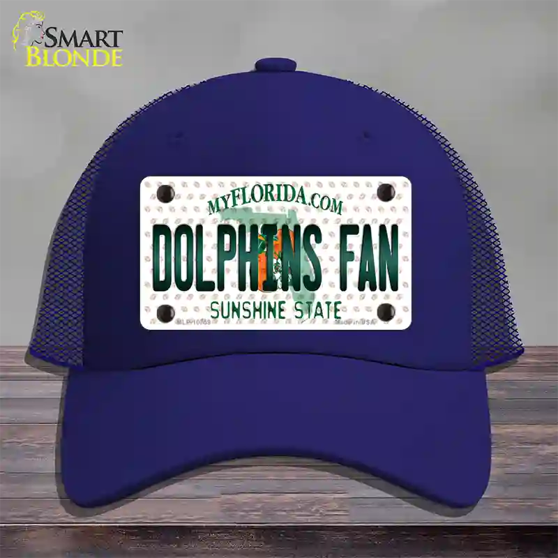 Dolphins Fan Florida Novelty License Plate Hat Mesh / Royal Blue