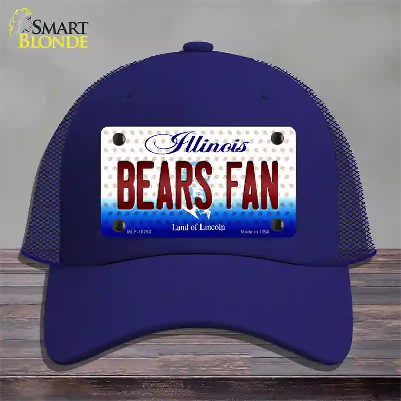 Bears Fan Illinois Novelty License Plate Hat Mesh / Royal Blue