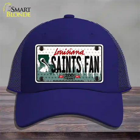 Saints Fan Louisiana Novelty License Plate Hat Mesh / Royal Blue