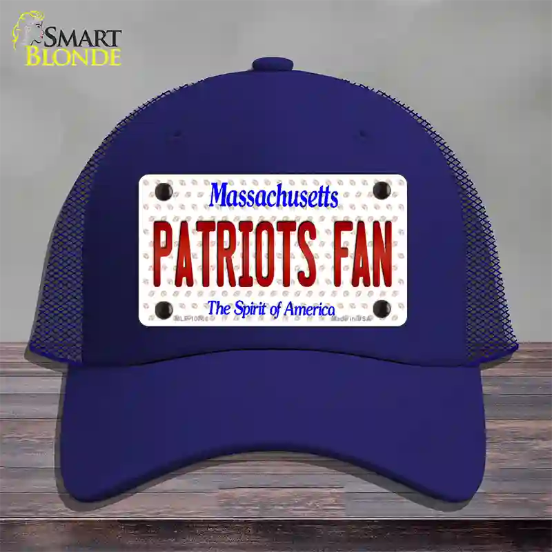 Patriots Fan Massachusetts Novelty License Plate Hat Mesh / Royal Blue