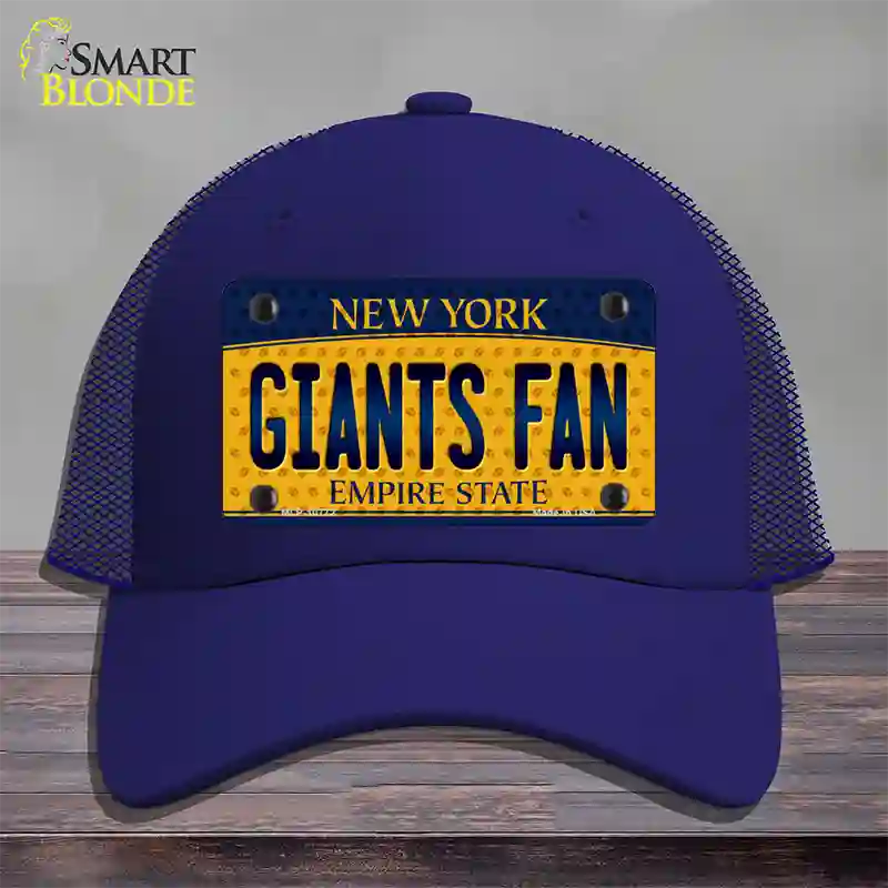 Giants Fan New York Novelty License Plate Hat Mesh / Royal Blue