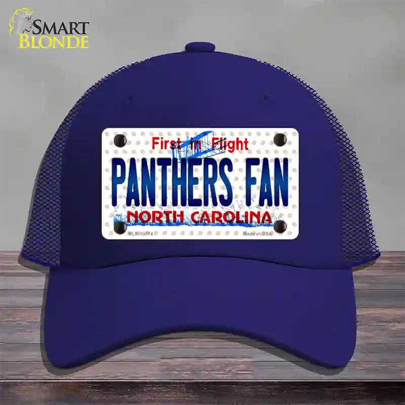 Panthers Fan North Carolina Novelty License Plate Hat Mesh / Royal Blue