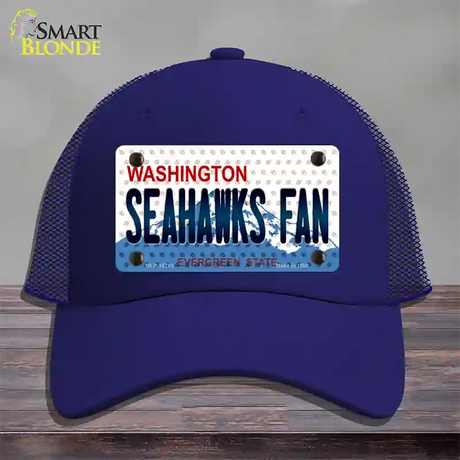 Seahawks Fan Washington Novelty License Plate Hat Mesh / Royal Blue