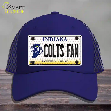 Colts Fan Bicentennial Indiana Novelty License Plate Hat Mesh / Royal Blue