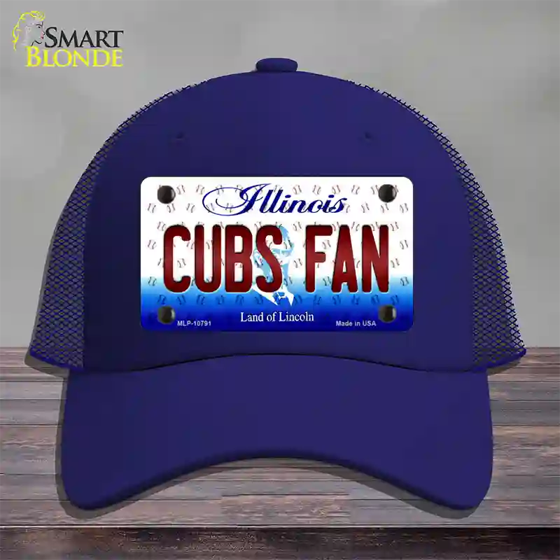 Cubs Fan Illinois Novelty License Plate Hat Mesh / Royal Blue