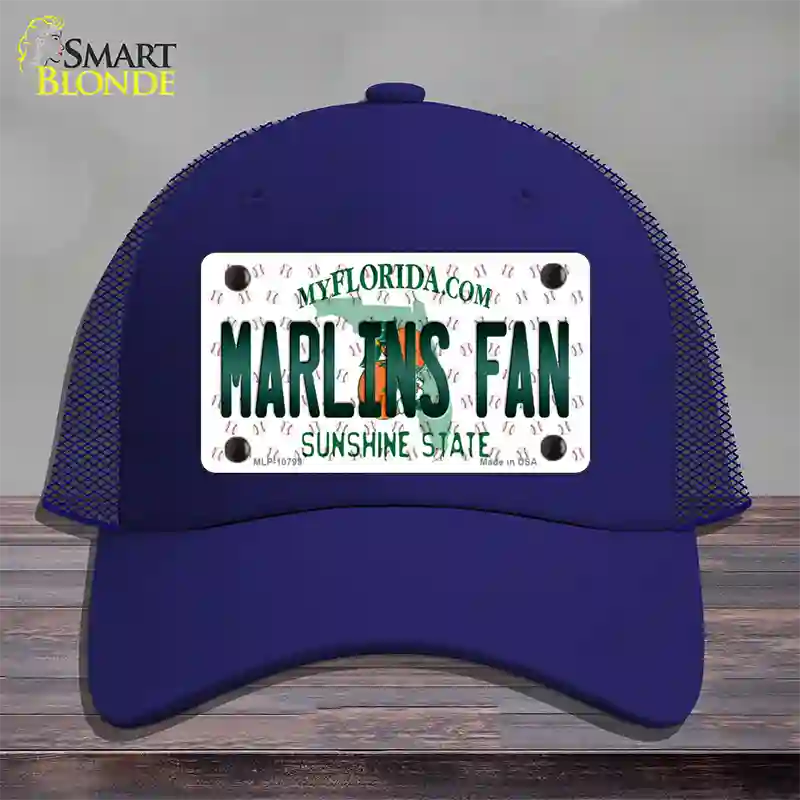 Marlins Fan Florida Novelty License Plate Hat Mesh / Royal Blue