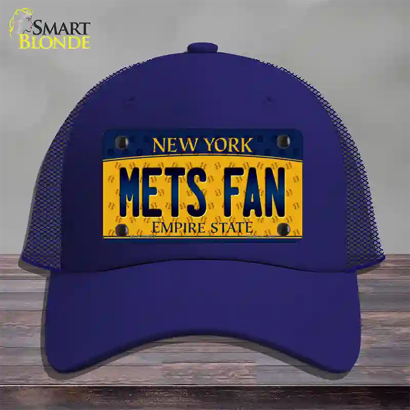 Mets Fan New York Novelty License Plate Hat Mesh / Royal Blue