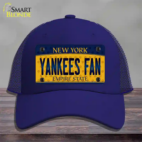 Yankees Fan New York Novelty License Plate Hat Mesh / Royal Blue