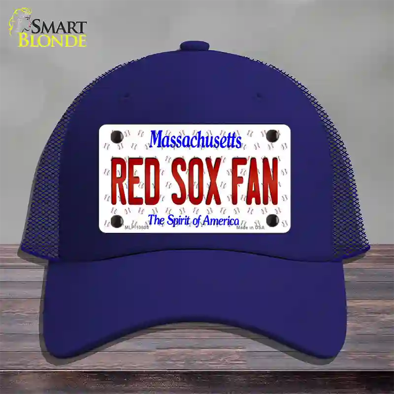 Red Sox Fan Massachusetts Novelty License Plate Hat Mesh / Royal Blue