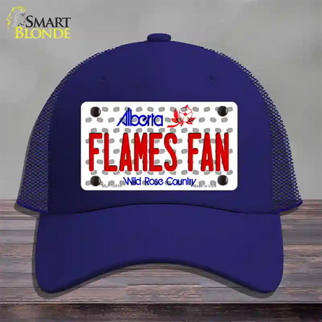 Flames Fan Alberta Novelty License Plate Hat Mesh / Royal Blue