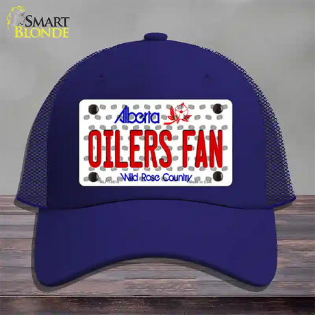 Oilers Fan Alberta Novelty License Plate Hat Mesh / Royal Blue