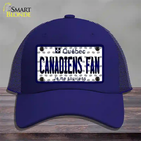 Canadiens Fan Quebec Novelty License Plate Hat Mesh / Royal Blue